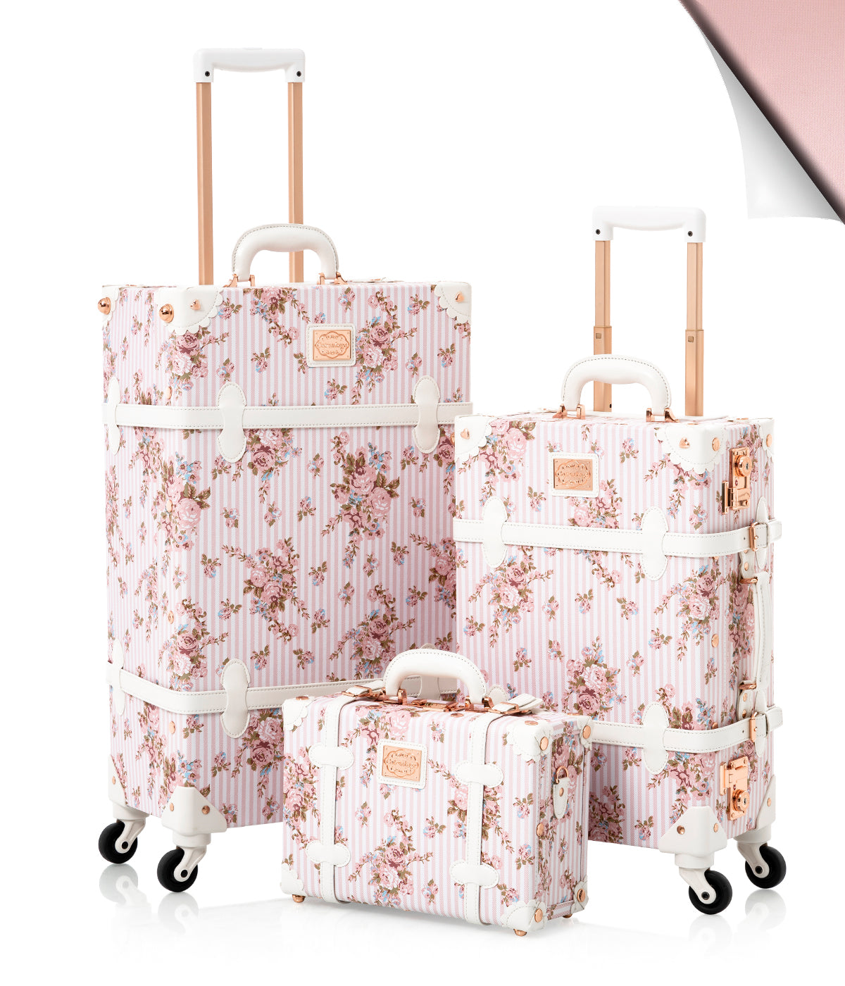 Girly Cute Pink Retro Luggage Sets for Women | COTRUNKAGE