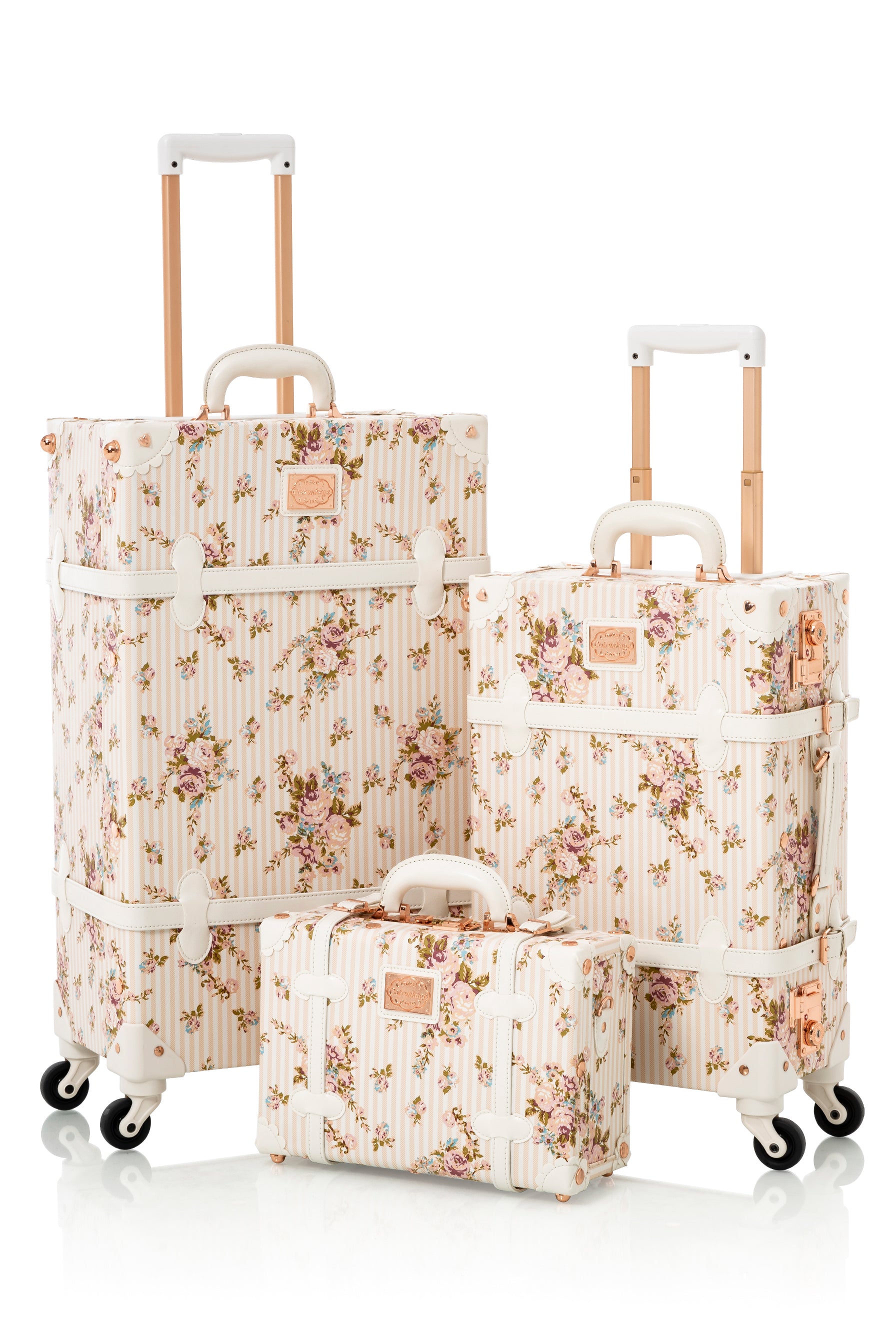 Girly Cute Pink Retro Luggage Sets For Women COTRUNKAGE girly-cute-pink-retro-luggage-sets-for-women-cotrunkage