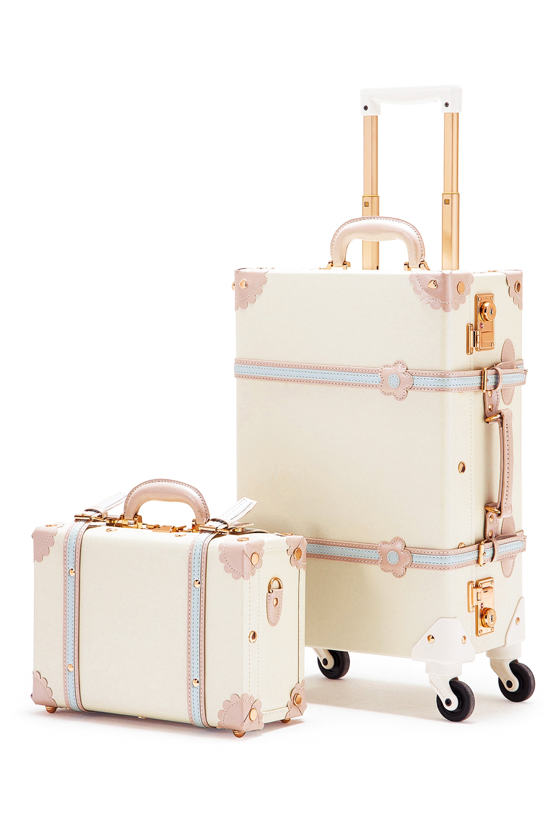 Cute Girly Cream Whites Luggage 2 Piece Set | COTRUNKAGE 13 & 20