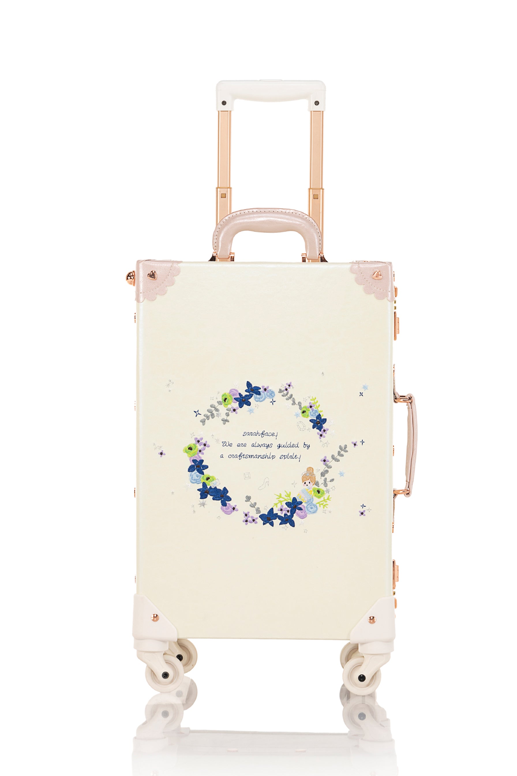 (Outlet) SarahFace Spinner Suitcase - Embroidery Cream White