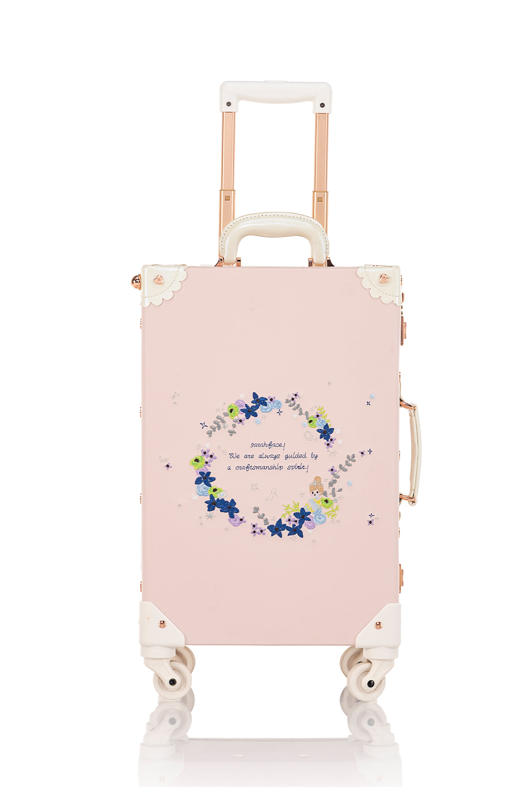 (Outlet) SarahFace Spinner Suitcase - Embroidery Cherry Pink