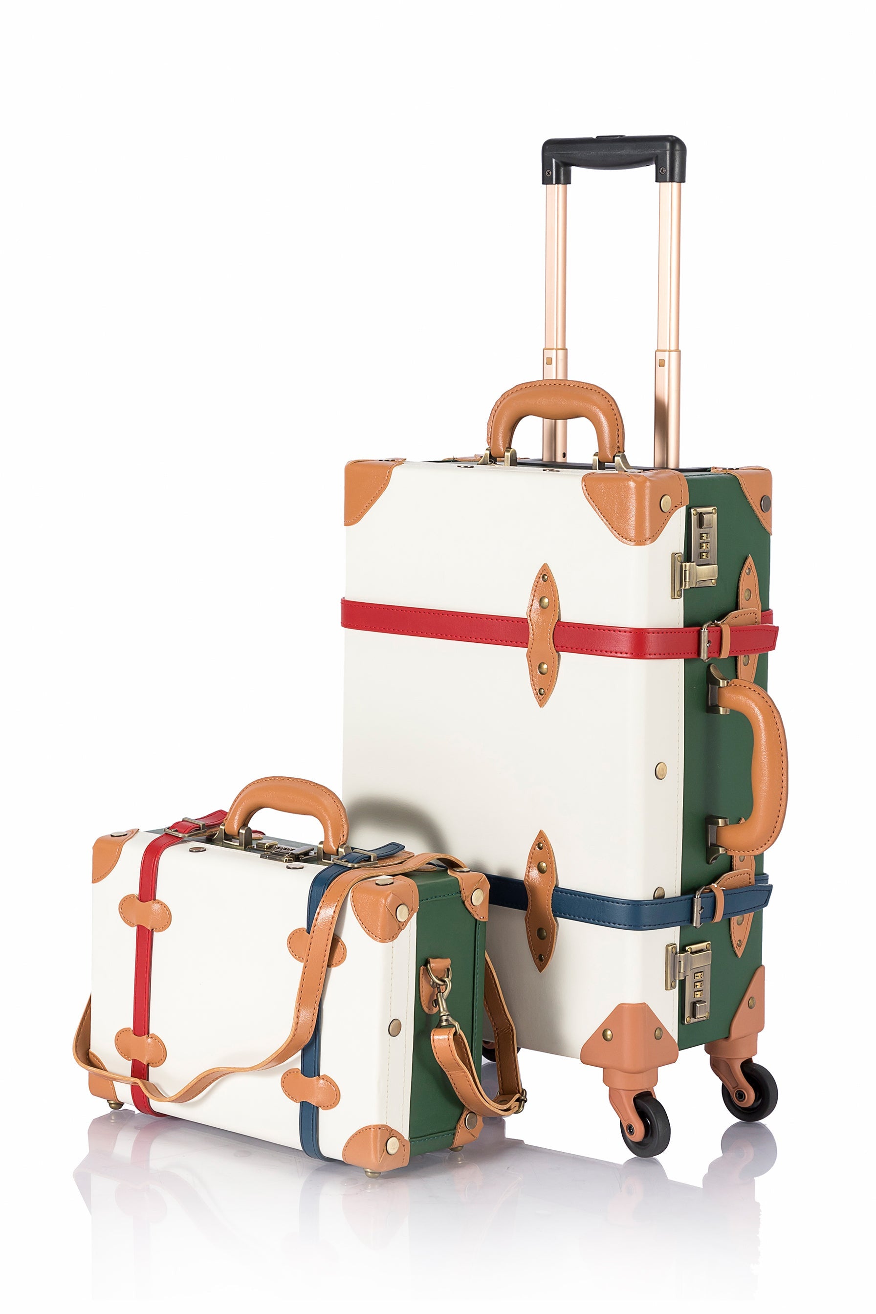 SarahFace 2 Pieces Luggage Sets - Green/Pearl's