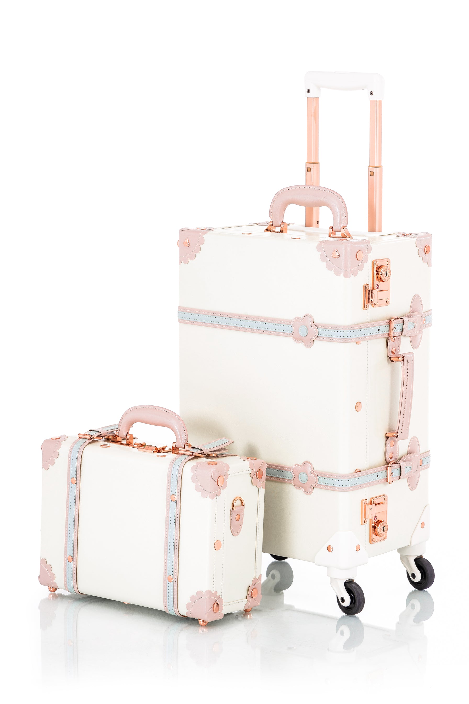 Cute Girly Cream Whites Luggage 2 Piece Set | COTRUNKAGE 13 & 20
