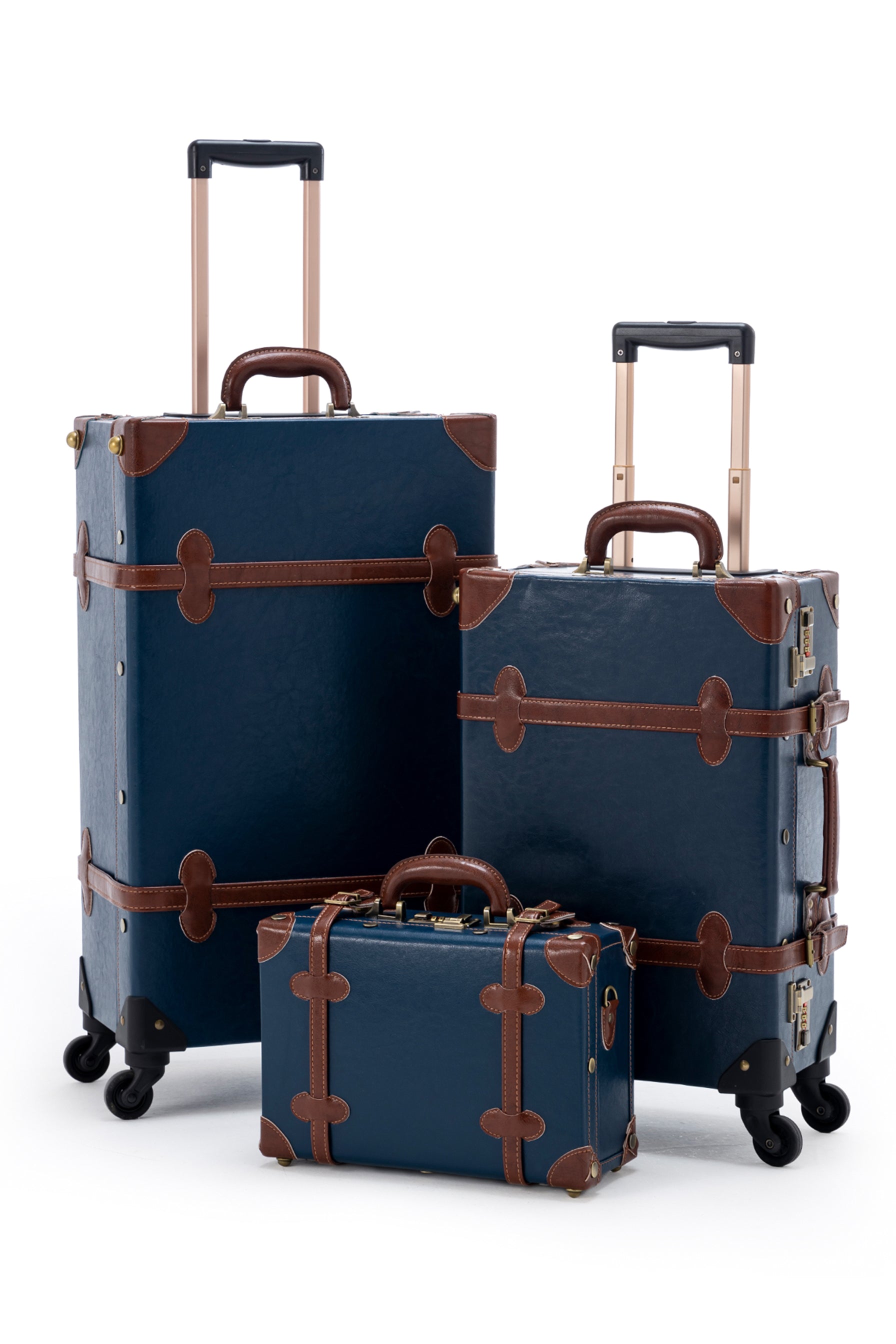 (United States) SarahFace 3 Pieces Luggage Sets - Navy Blue's