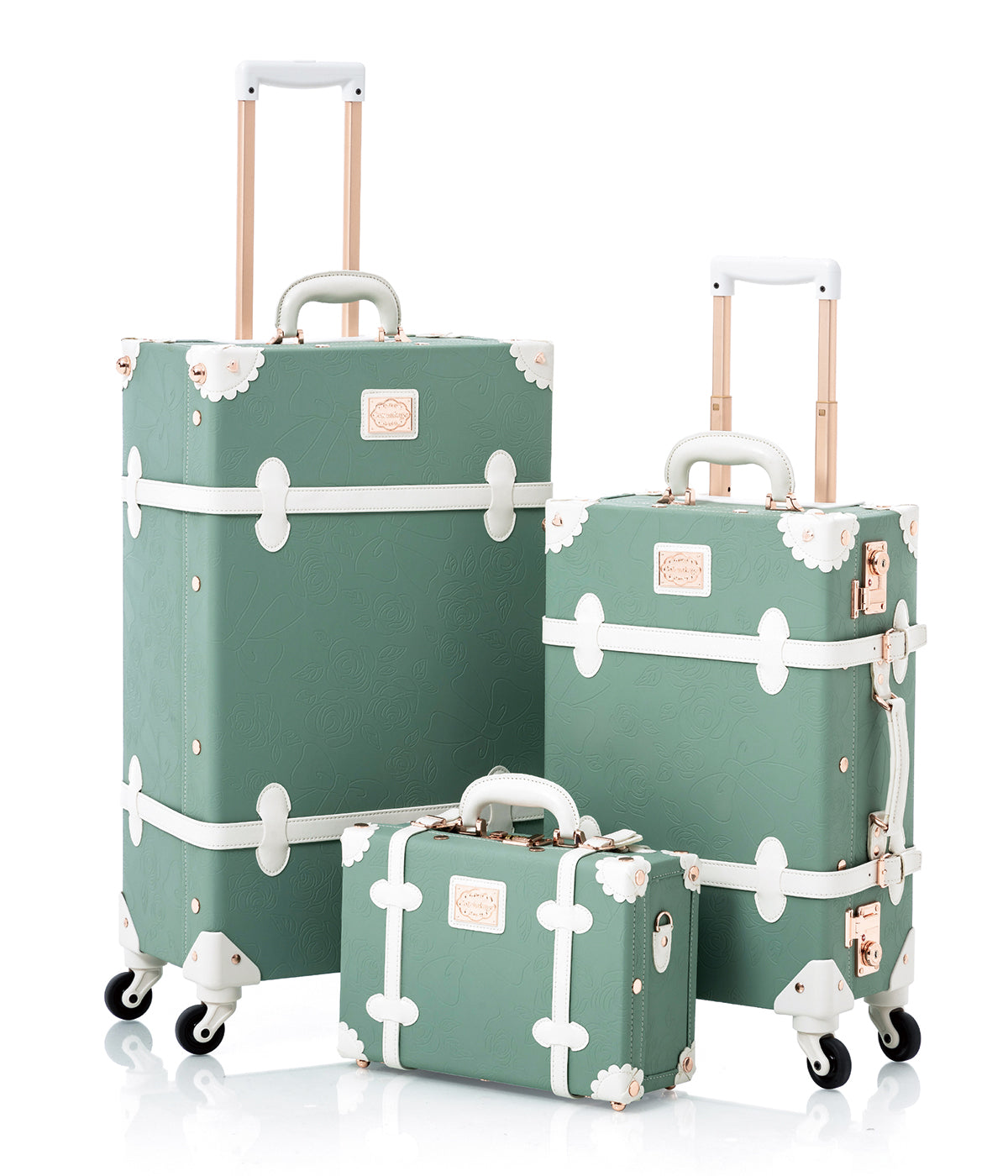 WildFloral 3 Pieces Luggage Set - Embossed Mint's