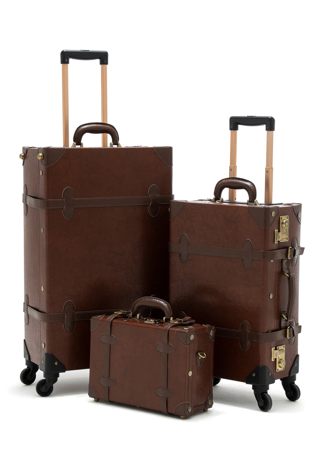 Mens Vintage Brown Leather Suitcases Set of 3 | COTRUNKAGE