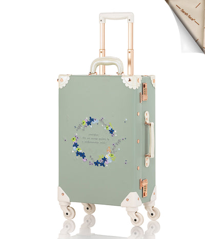 SarahFace Spinner Suitcase - Embroidery Green