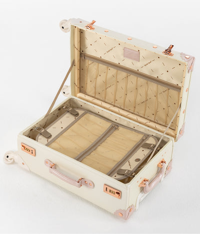 SarahFace Spinner Suitcase - Embroidery Cream White
