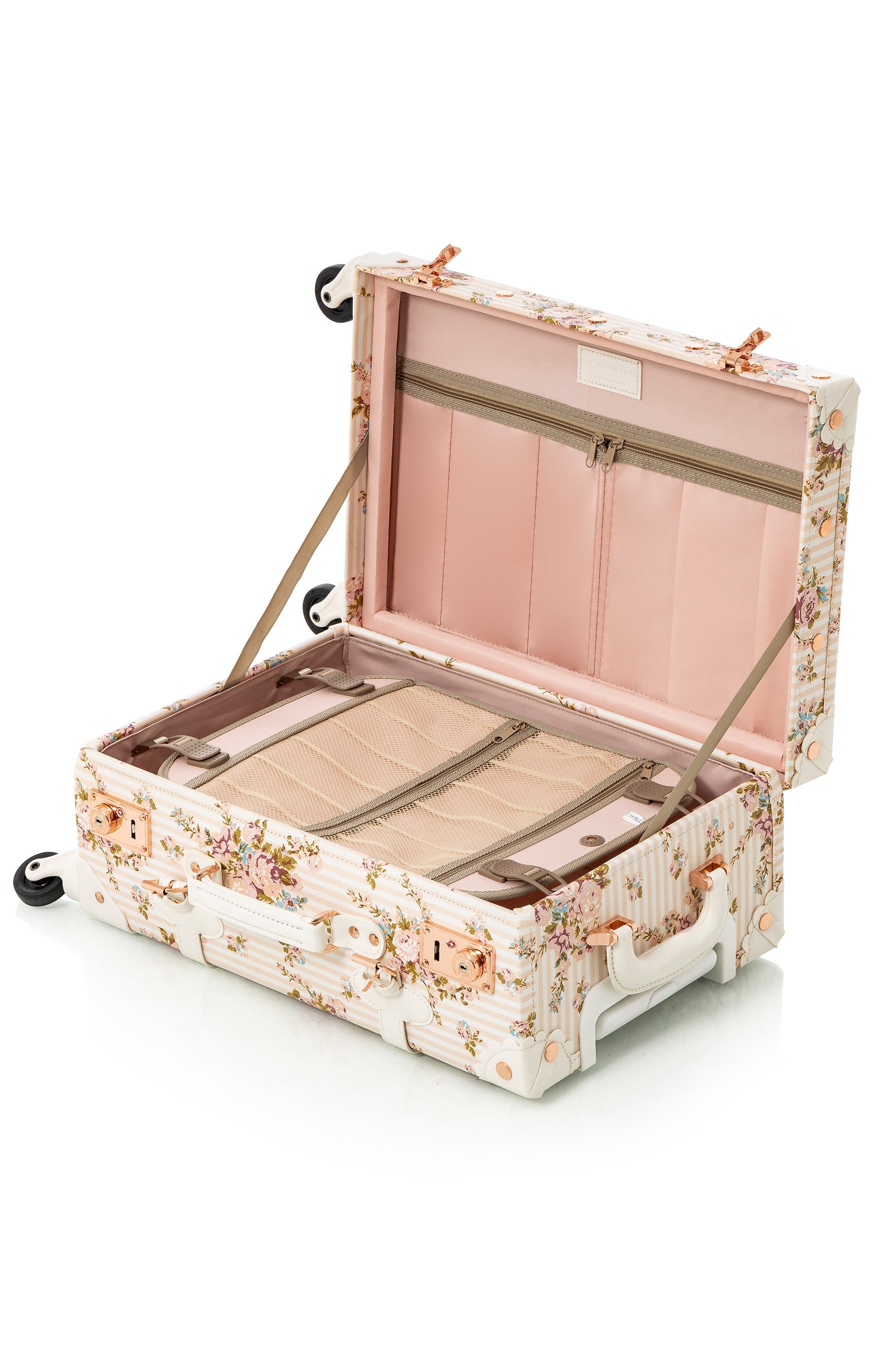 WildFloral Spinner Suitcase - Beige Floral