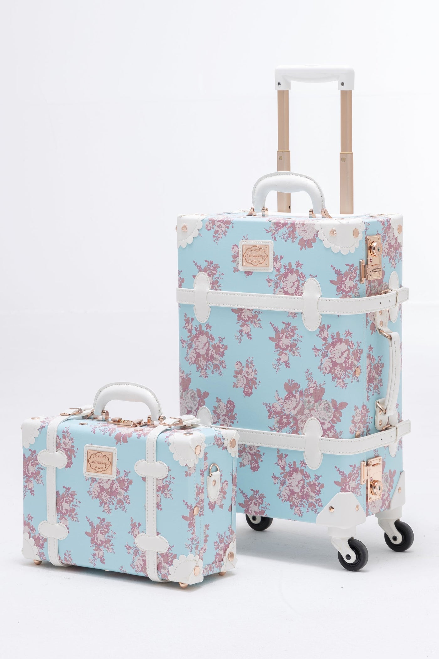 Minimalism 2 Pieces Luggage Set - Blue Floral's