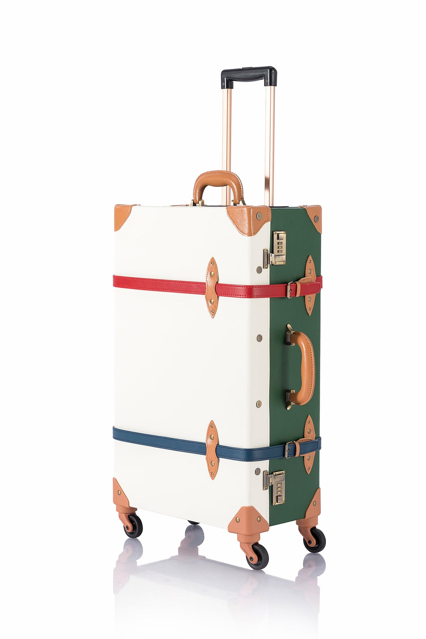 SarahFace 3 Pieces Luggage Sets - White/Forest Green's