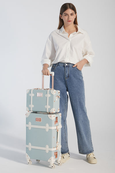 SarahFace 2 Pieces Luggage Set - Embossed Blue