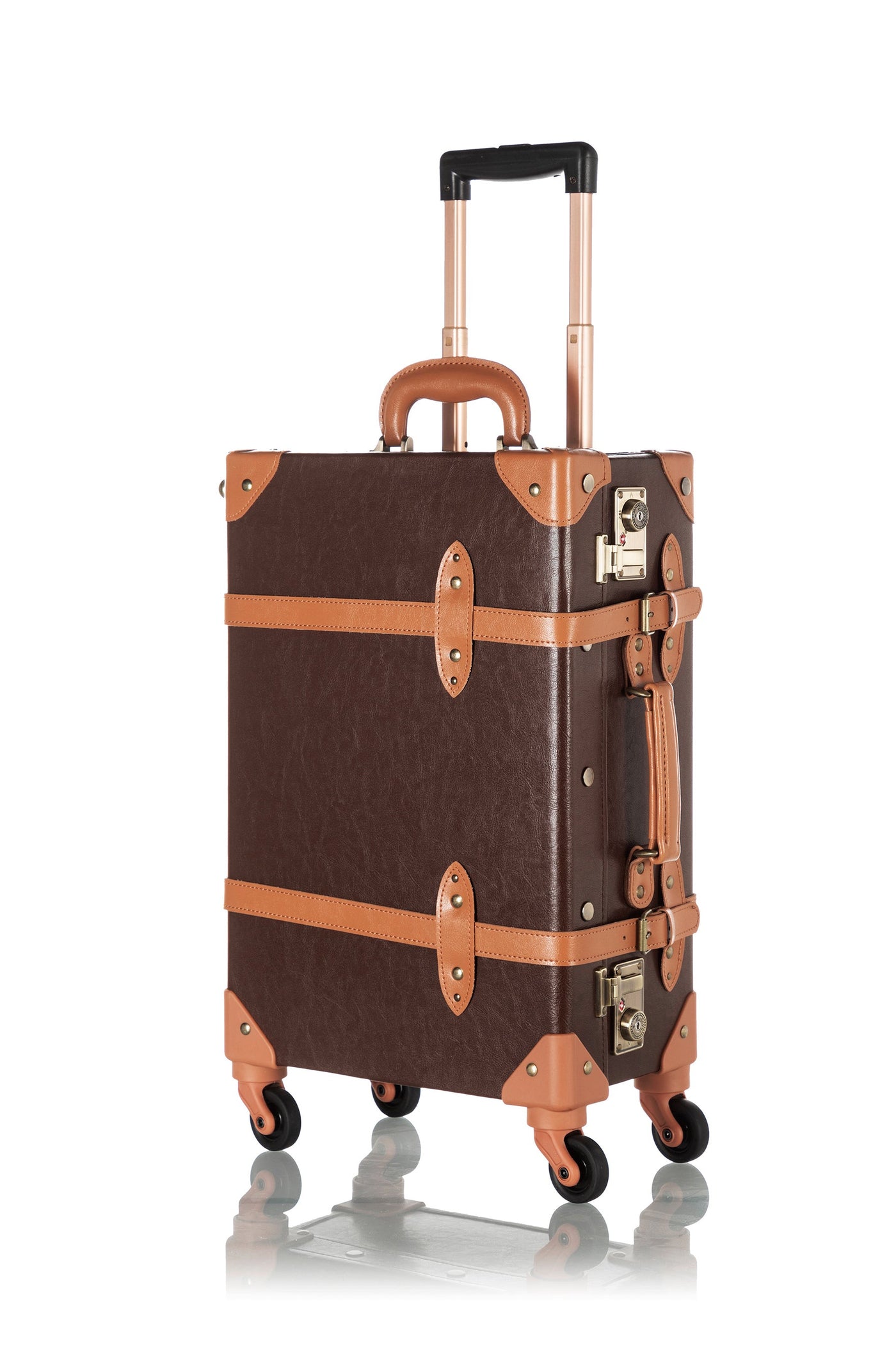 COTRUNKAGE Vintage Luggage Sets 2 Pieces TSA Lock Carry on Suitcase for Women with Spinner Wheels, Cocoa Brown, Size: 13 & 20