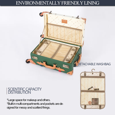 SarahFace Carry Ons - White/Forest Green's - COTRUNKAGE