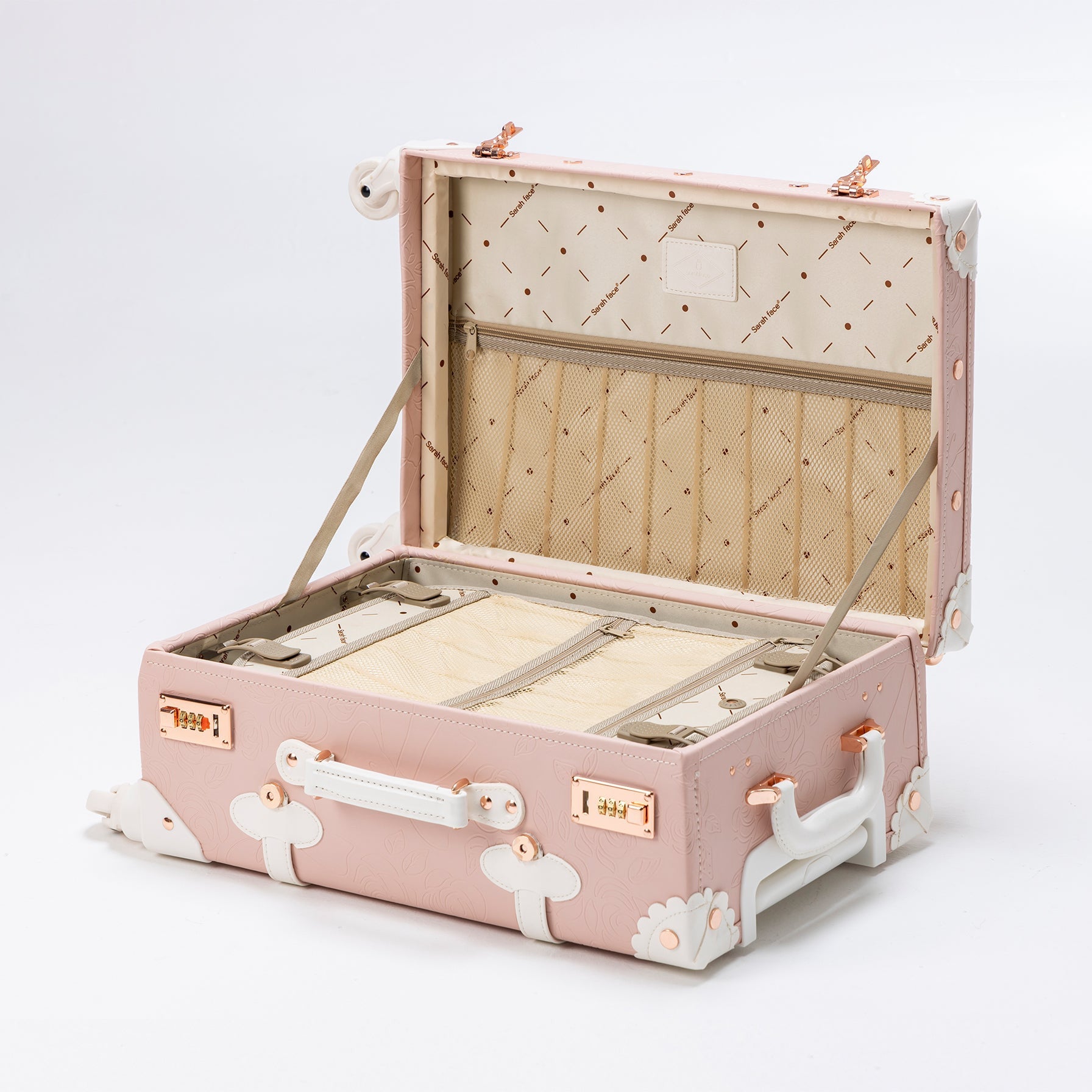 SarahFace 2 Pieces Luggage Set - Embossed Pink's