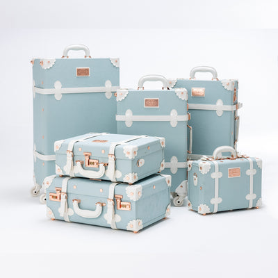 SarahFace 2 Pieces Luggage Set - Embossed Blue