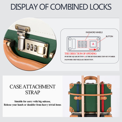 SarahFace 2 Pieces Luggage Sets - White/Forest Green - COTRUNKAGE